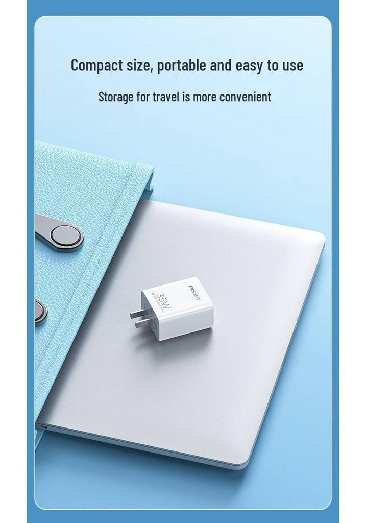 PISEN 35W Dual-Port Type-C Charger for iPhone 16 Pro Max Fast Charging with 15 Multi-Port and 20 Charging Set.