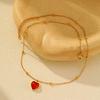 Fashion Heart-Shaped Pendant Necklace for Women,Stainless Steel Bead Chain Red Resin Necklaces,Gold Color Jewelry Gifts