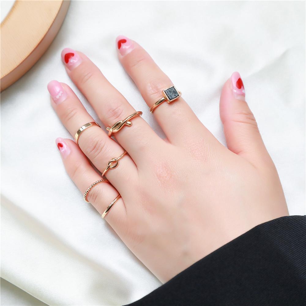New fashionable personalized open turquoise 1-piece combination ring women's European and American joint ring tail ring set