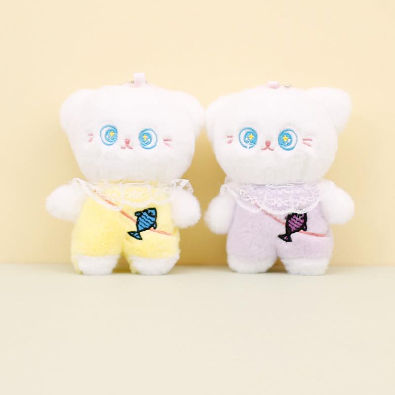 Adorable Plush Toy Cat Keychain With Short Plush And Pp Cotton Stuffing