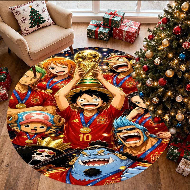 One Piece Pattern Round Rug, Indoor/Outdoor Mat, for Picnic, Gameroom, Bedroom, Office, Living Room, Home Decor Carpet, Birthday Gift