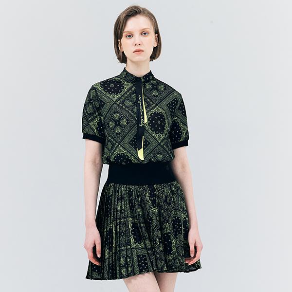 Henry Stuart Women S Paisley Elastic T-Shirt Black Black/M[95]