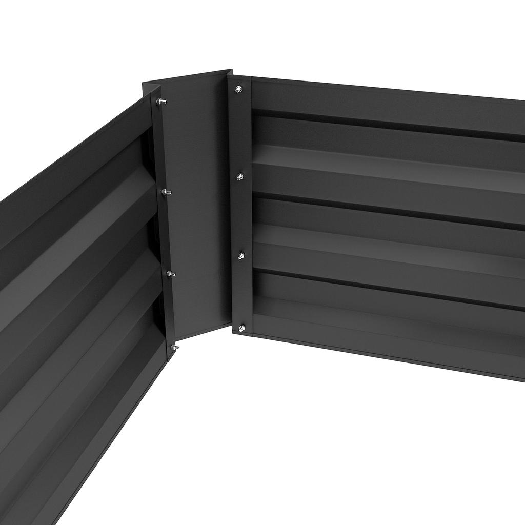 Set of 2 Garden Raised Beds Dim. 100L x 50W x 30H cm - Corrugated Steel Sheet Black