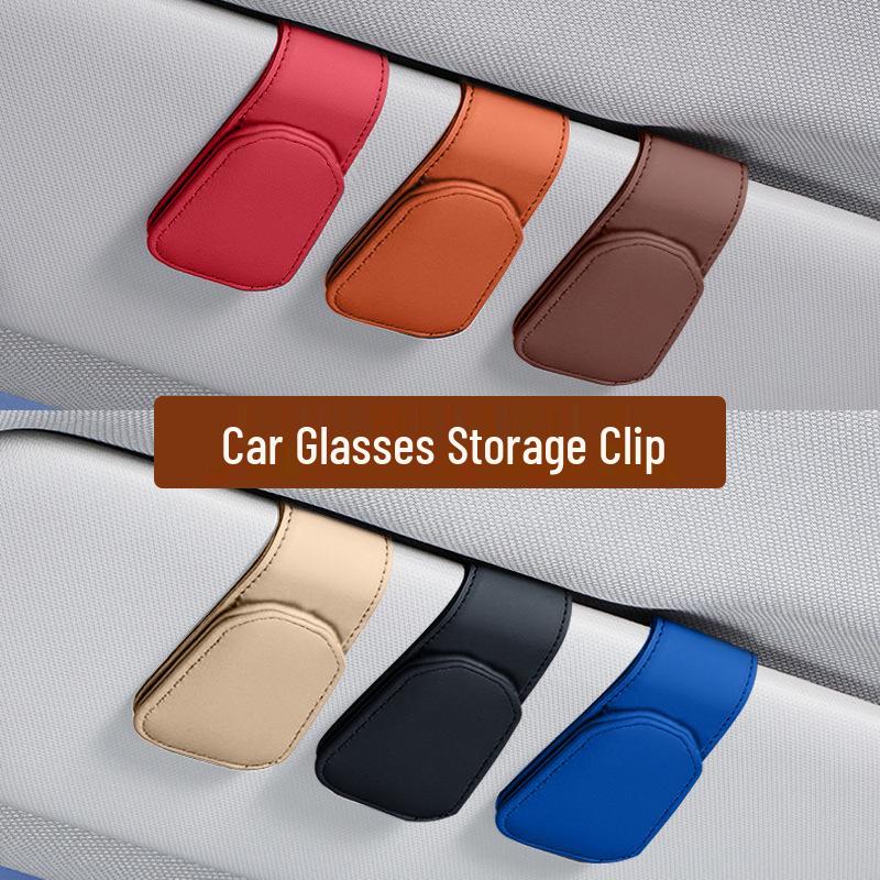 Multifunctional Car Visor Clip and Card Holder with Microfiber Leather