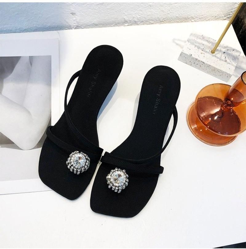 Fashion Cryatal Lurxury Women Slippers Elegant High Heels Clip Toe Shoes Fashion Pumps Summer 2025 Trend Slides Dress Zapatillas Mujer