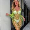 Green Crotchless Bodystocking For Women Transparent Sexy Lingerie Sexiest Bodysuit Erotic Costumes Black Full Body Stockings