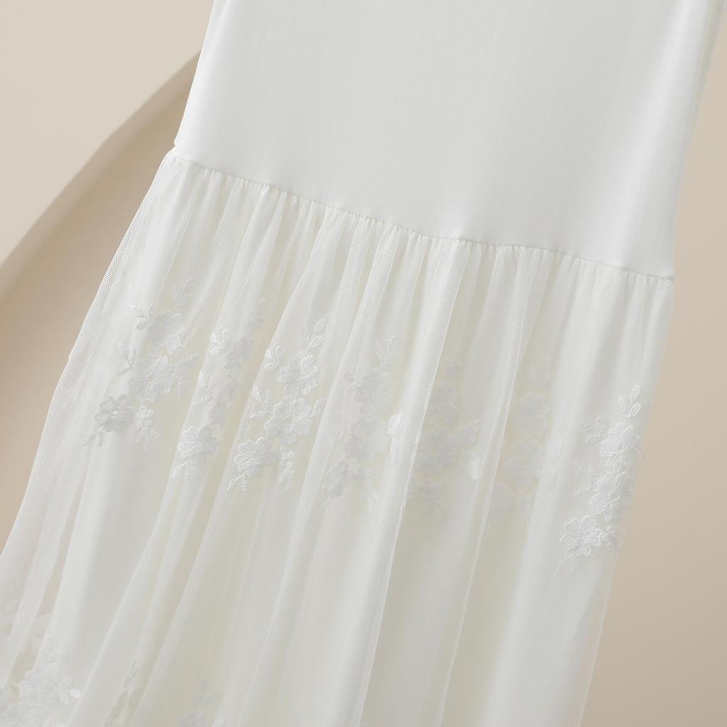 Frischer Stil Hohe Taille Schlank Spitze Stickerei Westenkleid