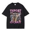 T-shirt con Stampa Grafica Divertente Throat Goat Moda Maschile Oversize Streetwear Unisex Unisex Casual Cotone Puro Alta Qualità Manica Corta