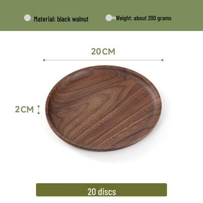 ZISIZ Black Walnut Wood Round Serving Tray