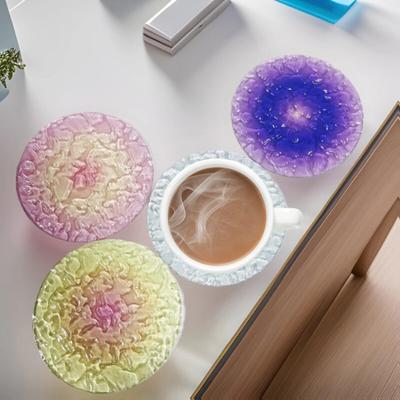 Sottobicchiere in Acrilico Design Onda Degradata Tappetini per Tazze Resistenti al Calore Tappetini Rotondi da Tavolo per Bevande Essenziali Decorative per la Cucina