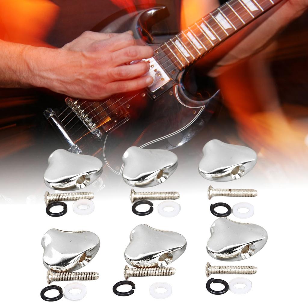 6 Stück Gitarrenmechanik-Knopf Exquisite Fischschwanzform Bequemer Griff Metall Stimmwirbelkopf