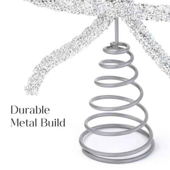 9.8" Rhinestone Bow Tree Topper Gold/Silver Rhinestone Bow Tree Top Ornament for Xmas Holiday