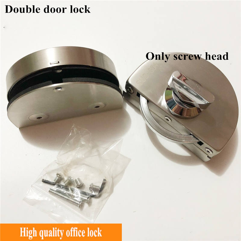 1 Set Double Open Glass Door Lock Stainless Steel Double Bolt Sliding Door Lock Office Glass Door Security Lock Home Hardware