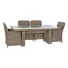 Table and 6 Chairs Set - Steel and Rattan - Beige - 200 X 100 X 75 Cm - Weather Resistant