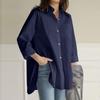 2024 Autumn Women's Solid Color Long Sleeve Irregular Lapel Shirt