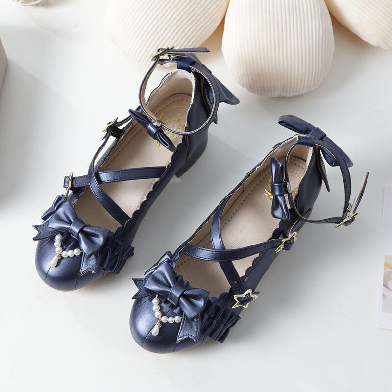 

Polaris Ocean Original Lolita [Deep Sea Covenant] Туфлі на середньому каблуці Lo Shoes Round Head Lace Elegant Lolita Women Shoes 37