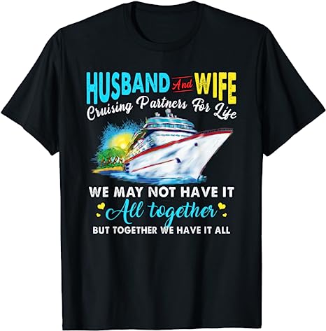 Cruise Ship Husband and Wife Cruising Partners for Life TShirt Life Cruise Trip Squad Graphic Tee Tops Vacation Holiday Clothes
