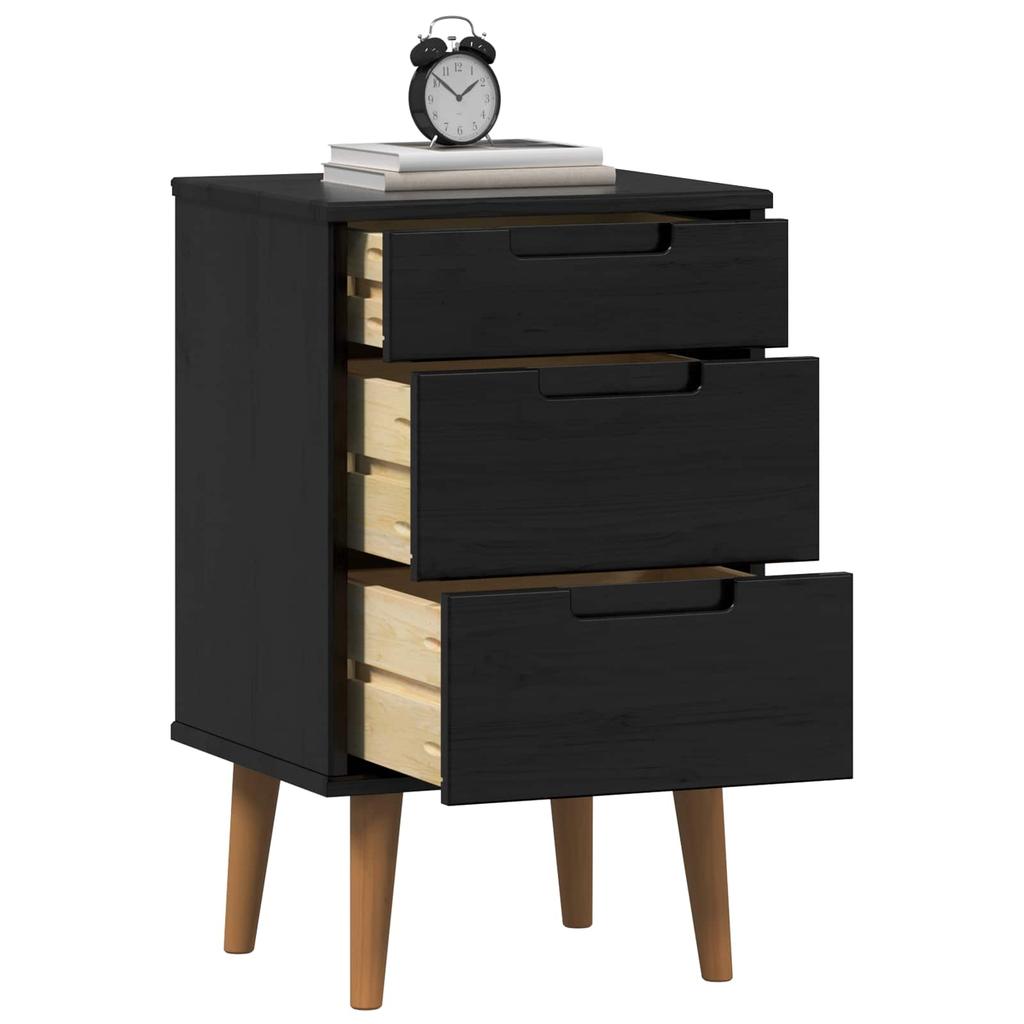 Nightstand Black 40 x 35 x 65 cm Solid Pine Wood