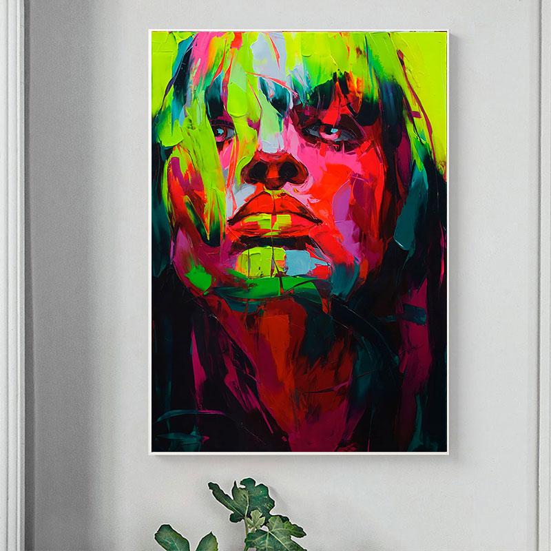 Cheap Abstract Women Face Painting On Canvas Portrait Posters Prints