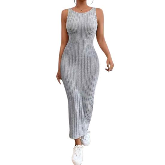 

Летний женский сарафан с открытой спиной, узкий, без рукавов, однотонный, эластичный, в полоску, с тонкой талией, O M