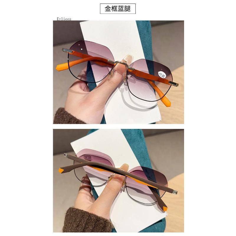 Fashion Ladies Reading Spectacles Anti- Blue-Ray Pc Eye Spectacles Female Luxury Design Double Color Frames Presbyopia Spectacles
