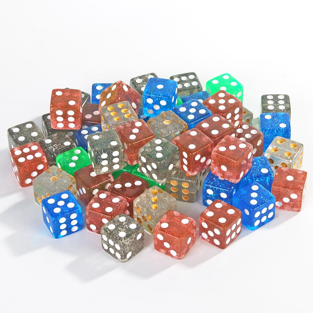 6 Lados Jogo Dice Glitter 10PCs 16mm Entretenimento Acrílico Jogo Ferramenta Dados