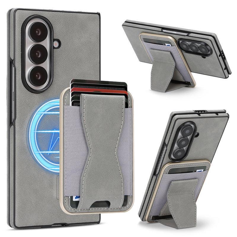 Bracket Magnetic Card Bag Suitable for Samsung Zfold1 Mobile Phone Case with Card Slot galaxyZflod1 Magnetic Zflod1