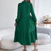 Women's Fashionable Color Lapel Button Casual Loose Long Sleeved Shirt Dress