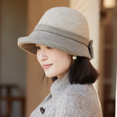 Autumn and Winter Warm Elegant Woolen Basin Hat Retro Bucket Hat Spring and Autumn Windproof Perfect for Cold Weather, Winter Headwear