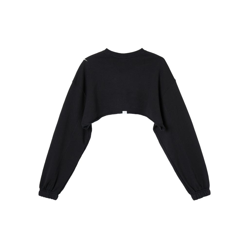 Nike Sportswear Loose Fit Cropped Long Sleeve Crewneck Top Women Tops Black FV7510-010