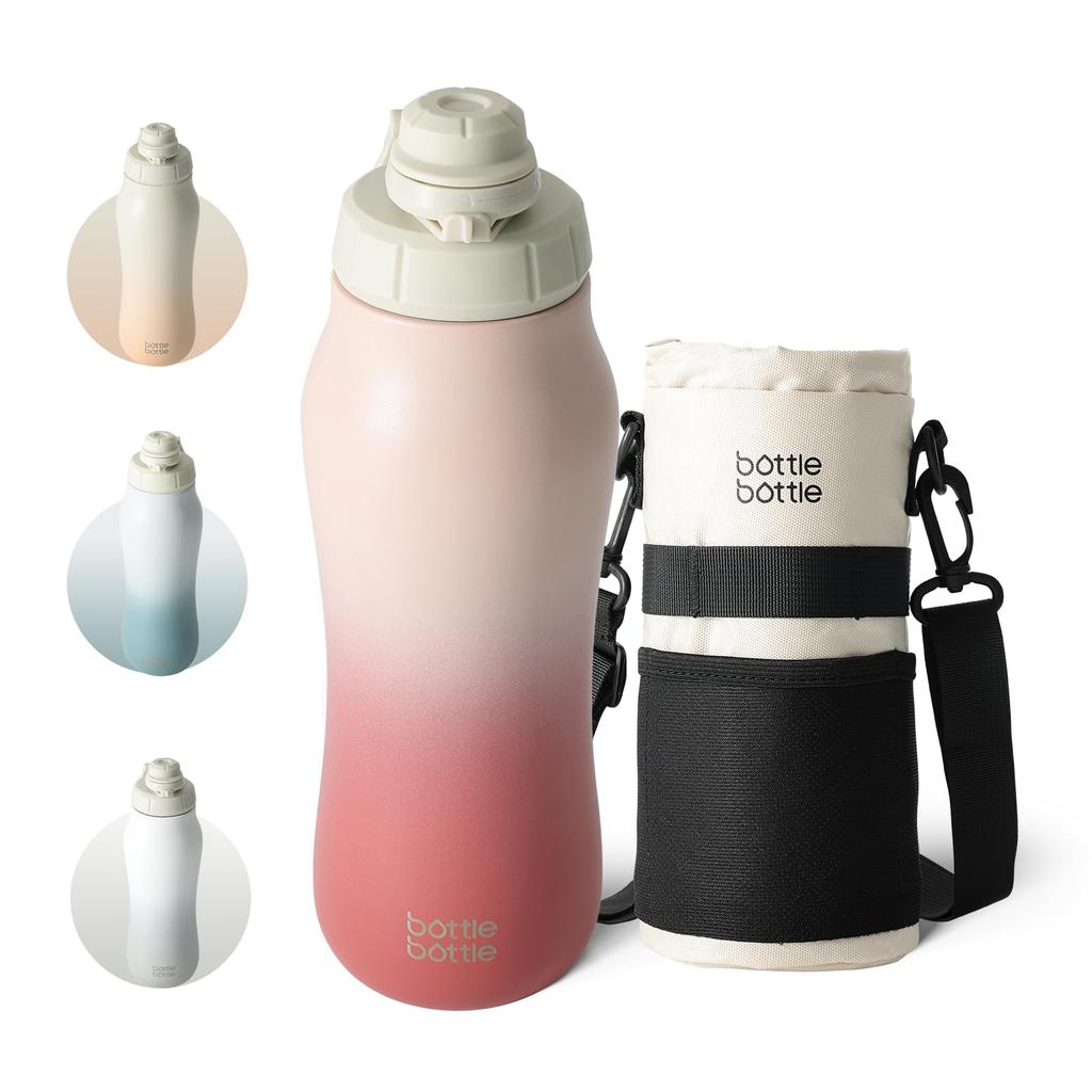 BOTTLE BOTTLE Children's Water Bottle, 750ml, Vacuum Insulated, One-Touch Sports Bottle with Cover, Wide Mouth, Large Capacity, Includes Cleaning