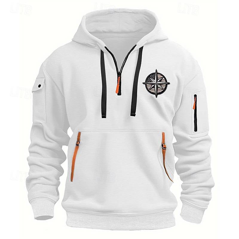 

Men s Multi-Zipper Sports Hoodie with Arm Embroidery 5XL білий