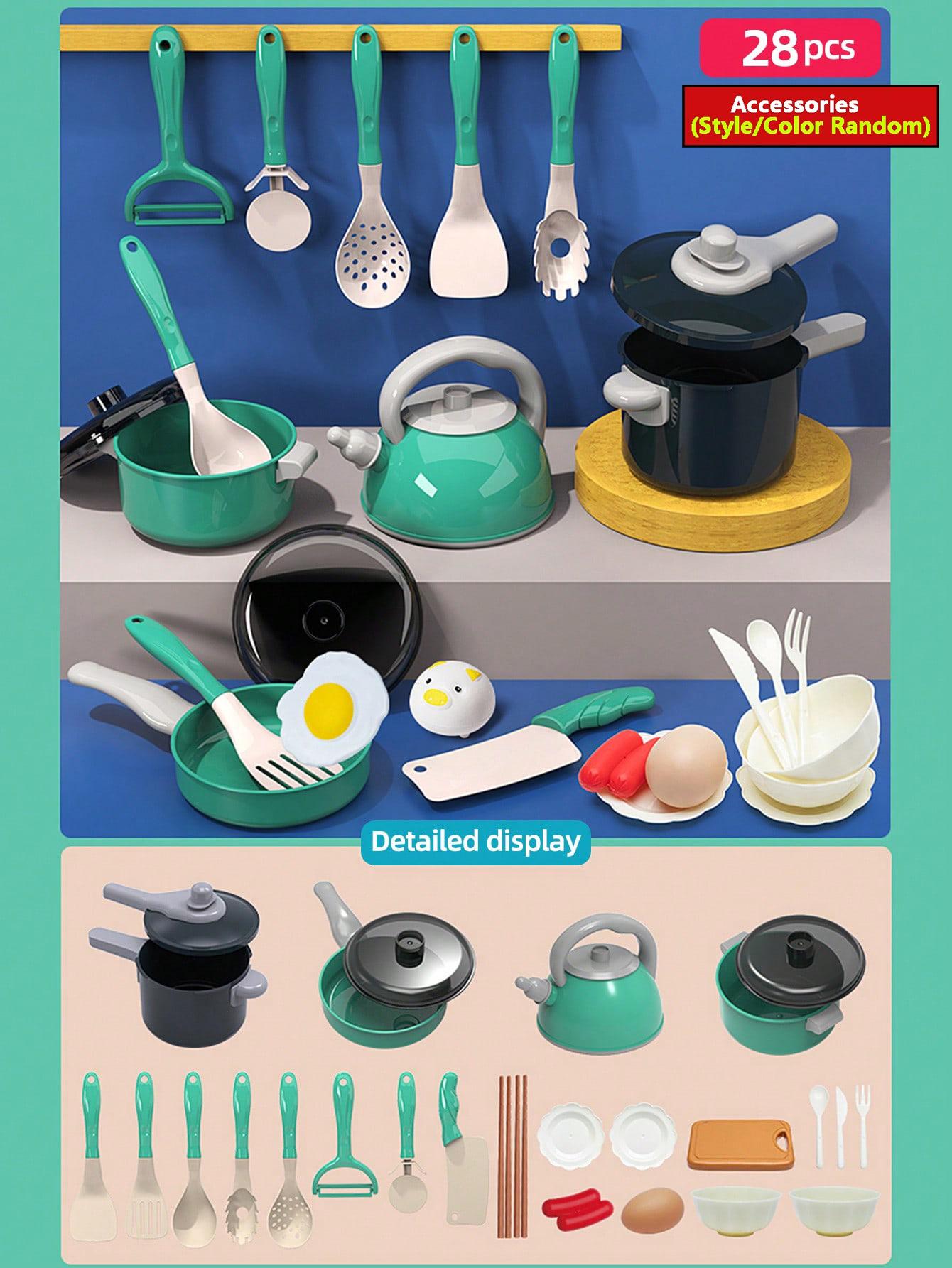 

Kids Kitchen Toys Pretend Play Cooking and Serving Utensils with Play Pots Kitchen Accessories Kit Fruit Cutting Tools for Girls