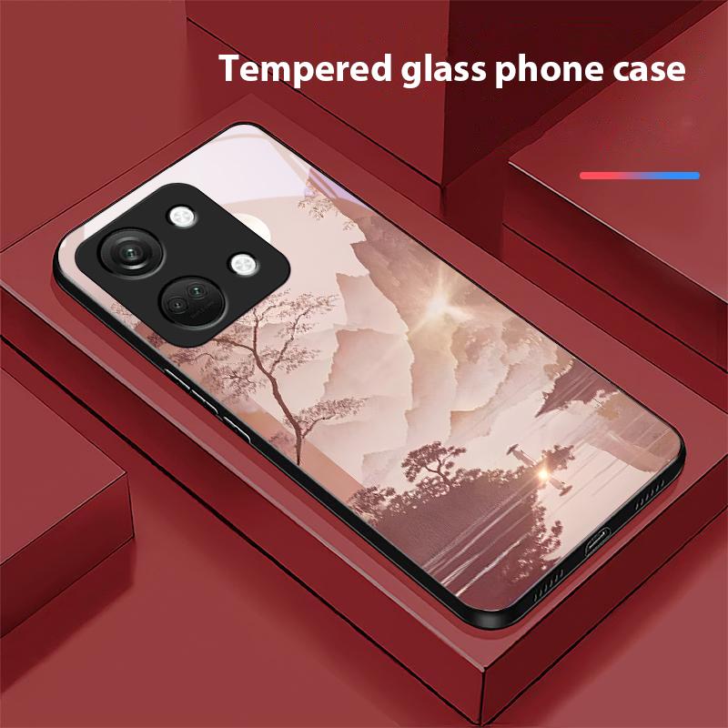 Colorful Scenery For OnePlus Nord 3 5 6T 7 Pro 8 12 10T Reno8 Lite 5G 10R Nord N30 Hard Shell Tempered Glass Phone Case Black