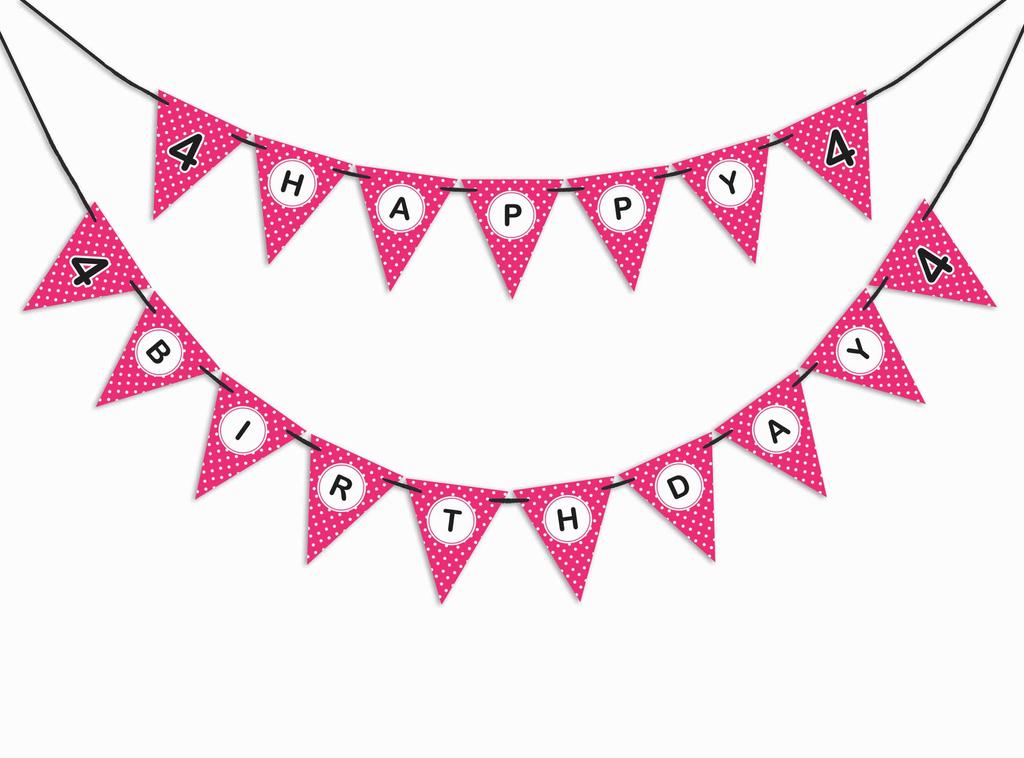 Inkdotpot Birthday Party Decorations Happy Birthday Party Garland Baby Girls Polka Dot Pennant Banner