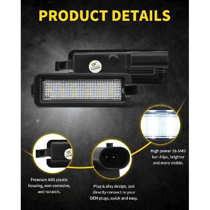 LED License Plate Lights Bright White Tag Lamp Assembly Replacement Compatible With Dodge 2015- Charger, 2015- Challenger, 2015- Chrysler 300 & 2017-