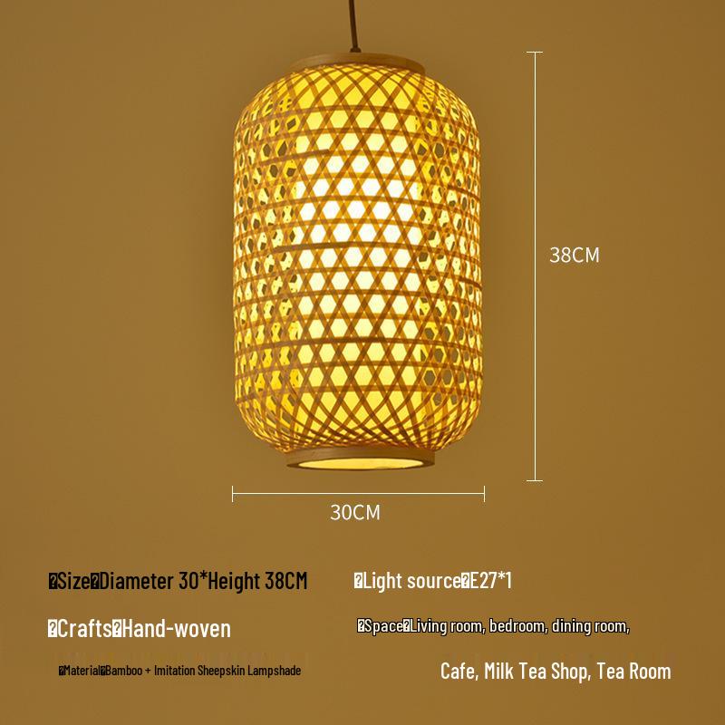 Zen Bamboo Pendant Lamp: Rattan Woven Japanese Tea Room Light