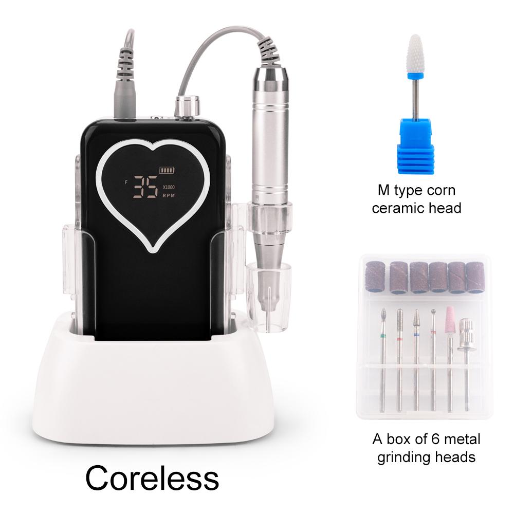 

BEPAN Coreless Motor 65W Salon Use Heart Nail Drill Rechargeable 35000RPM Manicure Machine Nail File Pedicure Cordless Drill US чорний