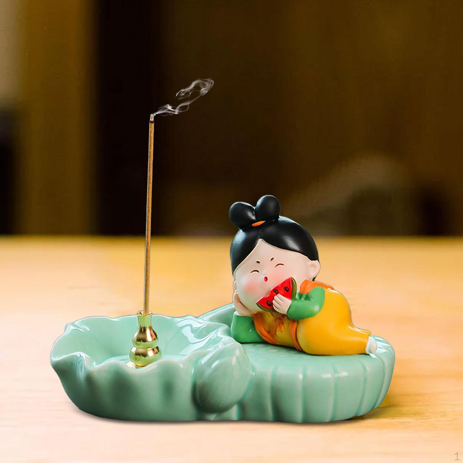 

Катушка курильницы Китайская девушка Тан держатель статуи для палочек фермерский дом With Watermelon