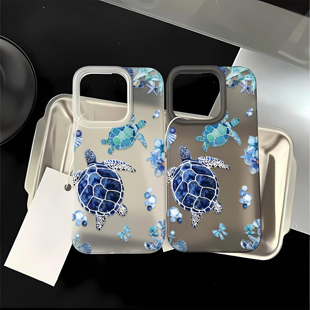 Underwater Turtle Pattern Soft Phone Case For IPhone 16 16e 15 14 13 12 11 Pro Max 7 8 Transparent Silicone Soft Cover Case