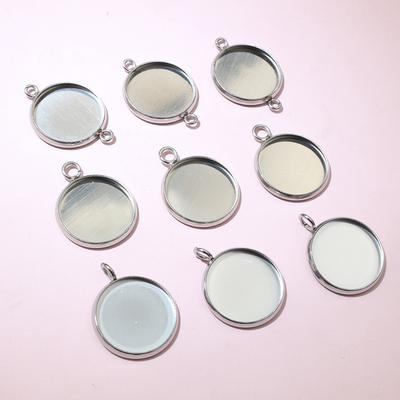 20pcs 14mm Inner Size No Fade Stainless Steel Pendant Cameo Cabochon Blank Base Settings DIY Jewelry Making Accessories Findings