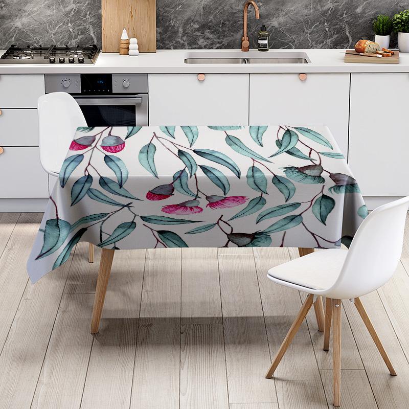 Floral Print Tablecloth: Beautiful Green Leaves Design for Dining Room Decoration Decorative Home Textiles from Linens Bedding O