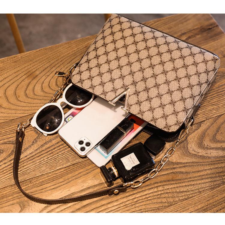 Women's Retro Printed Shell Bag, Fashion Chain Crossbody Shoulder Handbag for Ladies