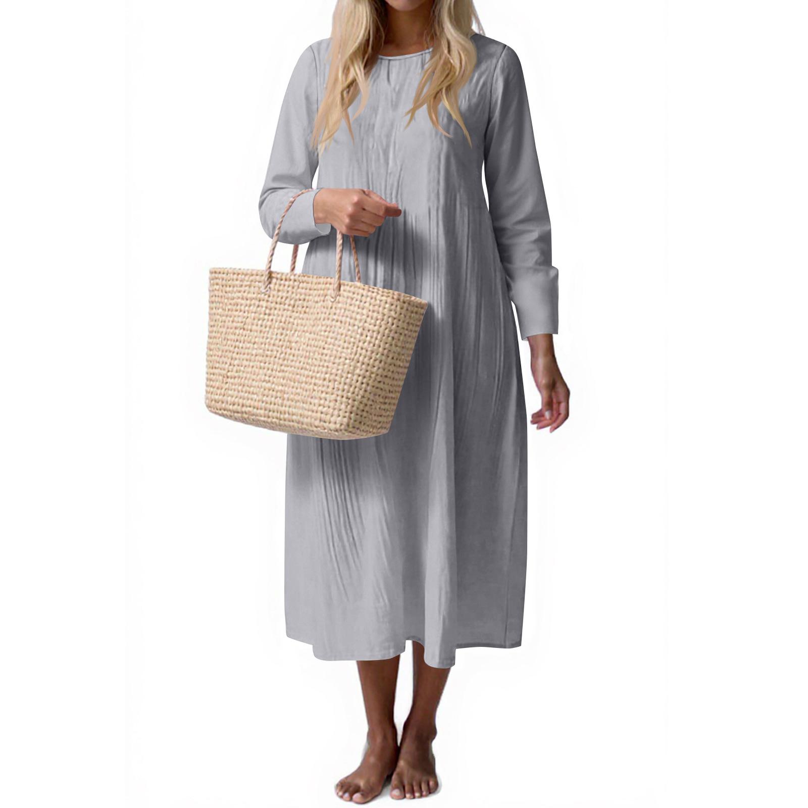 

Женское модное повседневное платье без рукавов с круглым вырезом, однотонное, элегантное, темпераментное XL