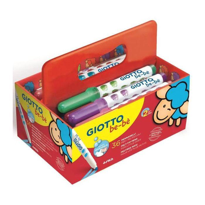 Felt-tip Pens - GIOTTO - Maxi Schoolpack - 36 Felt-tip Pens - 12 Colors - Washable On Skin