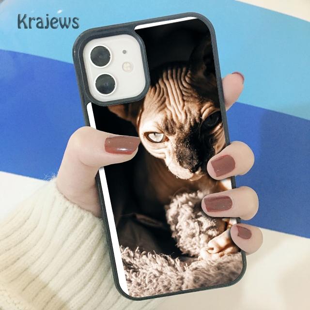 Krajews Animal Sphynx Hairless Cat Phone Case Cover For iPhone 14 5 SE 6s 7 8 Plus X XR XS 11 12 13 Pro Max Samsung S21 S22ultra