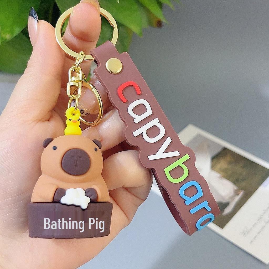 Set Creativo di Portachiavi Peluche Capibara: Ciondolo Carino per Coppia per Borse e Chiavi dell'Auto