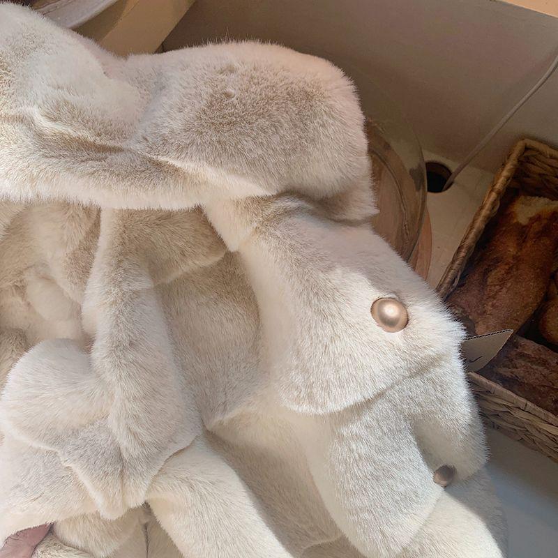 2023 Korean Style Women's Faux Rex Rabbit Fur Plush Winter Coat
