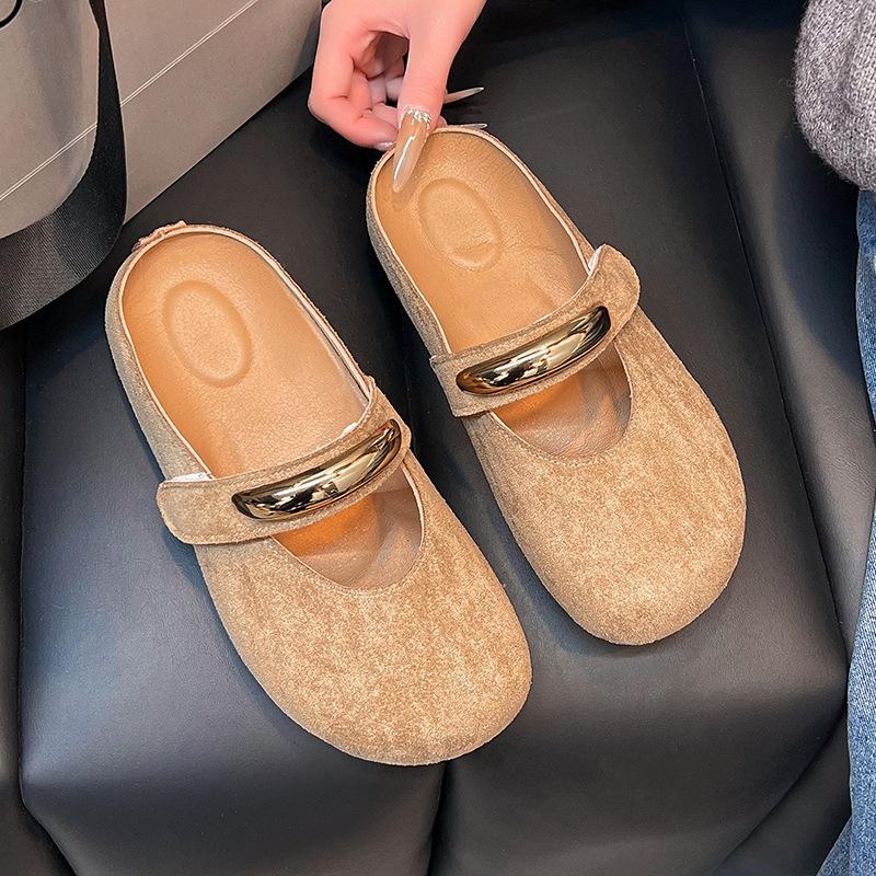 Pink Bag Head Half Slippers Women's Summer Wear New Women's Temperament One-pedal Flat Shoes