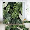 4Pcs Shower Curtain Set with Non-Slip Bath Mat, Toilet Lid Cover, Contour Rug & 12 Hooks, Bathroom